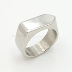 304 Stainless Steel Finger Rings, Rectangle, Stainless Steel Color, US Size 10(19.8mm)(FS-WG5F41B-44)