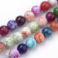 Natural Weathered Agate Beads Strands, Dyed, Round, Mixed Color, 10mm, Hole: 1mm, about 40pcs/strand, 15.7 inch(39.8cm)(G-S249-02-10mm)