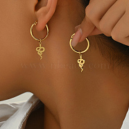 Delicate Snake Hoop Earrings, with Sweet Hollow Design for Daily Wear, Golden, 40x8.8mm(VT8367)