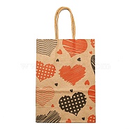 Valentine's Day Rectangle Paper Gift Bags, Portable Kraft Paper Tote Shopping Bag, with Paper Handles, Heart, 29.5cm(ABAG-C006-01A)