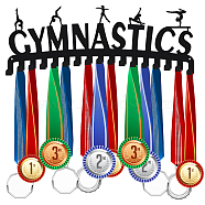 Iron Medal Holder Frame, Medals Display Hanger Rack, 17 Hooks, with Screws, Rectangle with Word Gymnastics, Word, 150x400mm(ODIS-WH0045-001)