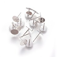 304 Stainless Steel Stud Earring Findings, Stainless Steel Color, 12x8mm, Pin: 0.7mm(STAS-E025-3)