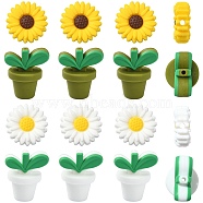 20Pcs 4 Styles Food Grade Eco-Friendly Silicone Beads, Chewing Beads For Teethers, DIY Nursing Necklaces Making, Daisy and Plant, Mixed Color, 19.5~30x7.5~20mm, Hole: 2mm, 5pcs/style(SIL-YW0001-18)