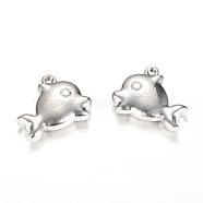 Non-Tarnish 201 Stainless Steel Pendants, Dolphin, Stainless Steel Color, 14x16.5x4mm, Hole: 1.5mm(STAS-T005-18-1)