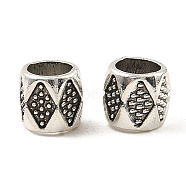 Tibetan Style Alloy European Beads, Large Hole Beads, Column with Rhombus, Antique Silver, 7x7mm, Hole: 5mm, about 1585pcs/1000g(FIND-E041-18AS)