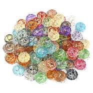 100Pcs Handmade Lampwork Beads, Flat Round with Cat Paw Prints, Mixed Color, 15x5.5mm, Hole: 1.2mm(LAMP-CJ0001-43)