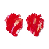 Opaque Acrylic Pendants, Leaf, Red, 32x35.5x2mm, Hole: 1.5mm(SACR-P011-19B)