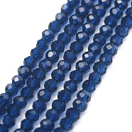 Electroplate Glass Beads Strands, Pearl Luster Plated, Faceted, Abacus, Marine Blue, 2x1.5~1.6mm, Hole: 0.8mm, about 235pcs/Strand, 14.17 inch(36cm)(GLAA-F079-A-05)