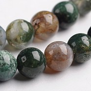Round Natural Indian Agate Gemstone Bead Strands, 6mm, Hole: 1mm, about 65pcs/strand, 14.9 inch(G-J333-07-6mm)
