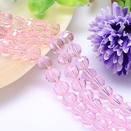Faceted Round Imitation Austrian Crystal Bead Strands, Grade AAA, Pearl Pink, 10mm, Hole: 0.9~1mm, about 40pcs/strand, 15.7 inch(G-M182-10mm-03A)
