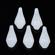 Imitation Jade Glass Beads, Half Drilled, Flower Bud, White, 10.5x20~21mm, Hole: 1mm(GLAA-S054-21B)