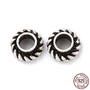 925 Sterling Silver Bead Caps, Flat Round, Antique Silver, 5x2.5mm, Hole: 2mm, about 50pcs/10g(STER-D036-23AS)