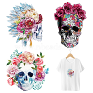CREATCABIN 3 Sheets 3 Styles Pet Film with Hot Melt Adhesive Heat Transfer Film, for Garment Accessories, Skull Pattern, Skull Pattern, 1 sheet/style(DIY-CN0001-32)