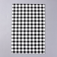 Imitation Leather Fabric Sheets, for Garment Accessories, Tartan Pattern, Black, 30x20x0.05cm(DIY-D025-E05)