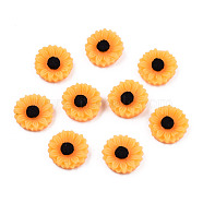 Opaque Resin Cabochons, Flower, Orange, 8.5x3mm(CRES-S307-005A)