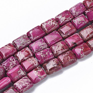 Natural Imperial Jasper Beads Strands, Dyed, Rectangle, Hot Pink, 10~11x8~9x4~5mm, Hole: 1.4mm, about 38~42pcs/Strand, 15.55 inch~16.14 inch(39.5~41cm)(G-S355-89B)