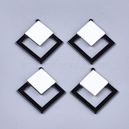 Cellulose Acetate(Resin) Big Pendants, Rhombus, White, 51x48x4mm, Hole: 1.6mm(KY-T008-16A)