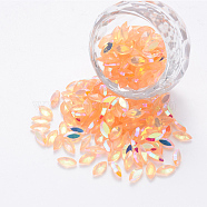 Transparent Resin Rhinestone Cabochons, Nail Art Decoration Accessories, AB Color Plated, Faceted Horse Eye, Orange, 8x4x2.5mm(MRMJ-T047-14A)