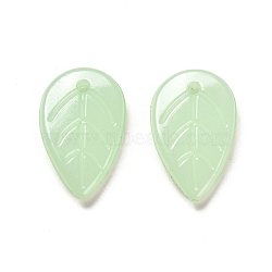 Translucent Acrylic Pendants, Leaf, Honeydew, 18x11.5x3.5mm, Hole: 1.4mm(X-OACR-Z016-10A)