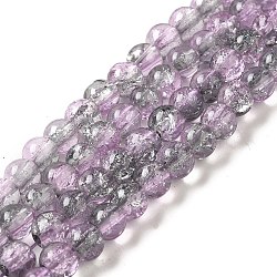 Spray Painted Crackle Glass Beads Strands, Round, Plum, 6mm, Hole: 1.3~1.6mm, 31.4 inch(X-CCG-Q002-6mm-02)