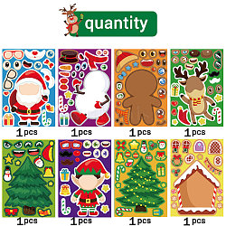 8Pcs Christmas Theme Cartoon PVC Waterproof Stickers, Self-adhesive Decorative Stickers Decals, Colorful, 160x110x0.2mm(STIC-P014-01A)