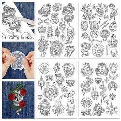 4 Sheets 11.6x8.2 Inch Stick and Stitch Embroidery Patterns, Non-woven Fabrics Water Soluble Embroidery Stabilizers, Mixed Shapes, 297x210mmm(DIY-WH0455-088)