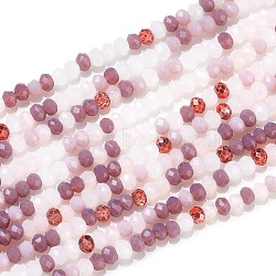 Glass Beads Strands, Faceted, Rondelle, Old Rose, 2~3.2x1.8~2.6mm, Hole: 0.8mm, about 185~186pcs/Strand, 15.55~15.75 inch(39.5~40cm)(GLAA-F106-B-10)