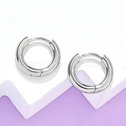 Tarnish Resistant 304 Stainless Steel Huggie Hoop Earrings, Hypoallergenic Earrings, with 316 Surgical Stainless Steel Pin, Stainless Steel Color, 10 Gauge, 12~13x2.5mm, Pin: 1mm, Inner Diameter: 8mm(EJEW-F111B-13mm-P)