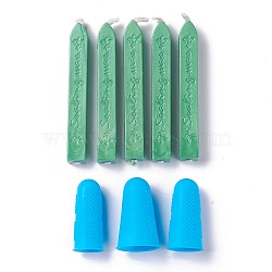 CRASPIRE Sealing Wax Sticks, For Retro Vintage Wax Seal Stamp, with Silicone Finger Protector, Dark Sea Green, 90x12x11.5mm(DIY-CP0001-86-05)