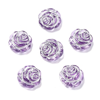 Plating Transparent Acrylic Beads, Metal Enlaced, Rose, Medium Orchid, 13.5x14x4.5~5mm, Hole: 1.6mm, about 950pcs/500g