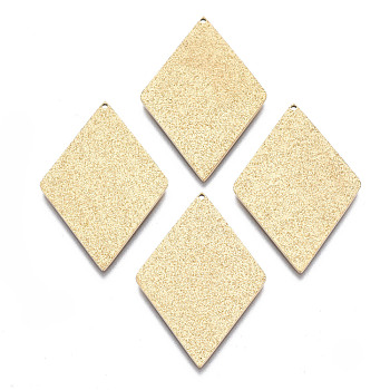 316 Surgical Stainless Steel Pendants, Rhombus, Real 14K Gold Plated, 32x21.5x1mm, Hole: 0.9mm