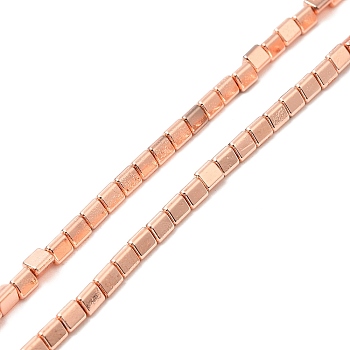 Synthetic Non-magnetic Hematite Beads Strands, Triangle, Rose Gold Plated, 3x2.5x2.7mm, Hole: 0.8mm, about 133pcs/strand, 16.30''(41.4cm)