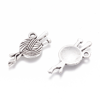 Tibetan Style Alloy Pendant, Cadmium Free & Nickel Free & Lead Free, Antique Silver, 26x11x1.5mm, Hole: 2mm