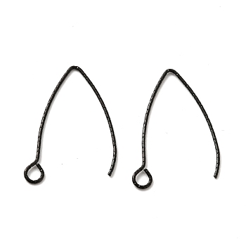 Ion Plating(IP) 316 Stainless Steel Earrings Finding, Earring Hooks, with Horizontal Loop, Gunmetal, 27x17x0.7mm, Hole: 2.5mm, 21 Gauge, Pin: 0.7mm