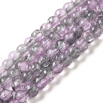 Spray Painted Crackle Glass Beads Strands, Round, Plum, 6mm, Hole: 1.3~1.6mm, 31.4 inch