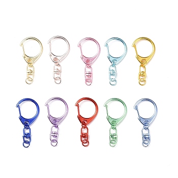 Spray Painted Alloy Swivel Snap Hook, Keychain Clasps Findings, Mixed Color, 57mm, Hole: 6mm, link: 19x8.5x4.5mm, ring: 8x1mm, buckle: 31x26x7.5mm