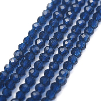 Electroplate Glass Beads Strands, Pearl Luster Plated, Faceted, Abacus, Marine Blue, 2x1.5~1.6mm, Hole: 0.8mm, about 235pcs/Strand, 14.17 inch(36cm)