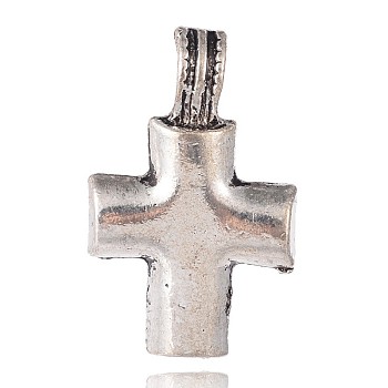 Tibetan Style Alloy Cross Pendants, Antique Silver, 46x28x12mm, Hole: 7mm