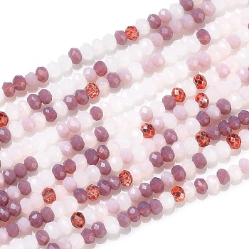 Glass Beads Strands, Faceted, Rondelle, Old Rose, 2~3.2x1.8~2.6mm, Hole: 0.8mm, about 185~186pcs/Strand, 15.55~15.75 inch(39.5~40cm)