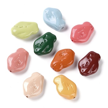 Baking Paint Acrylic Beads, Nuggets, Mixed Color, 24.5x17.5x8.5mm, Hole: 1.6mm