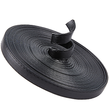 5M Flat Imitation Leather Cord, for Pillow Decor, Black, 12x2mm, about 5.47 Yards(5m)/Roll