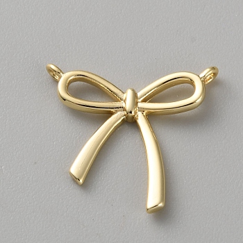 Brass Pendants, Bowknot, Real 18K Gold Plated, 15.5x17x2mm, Hole: 1.1mm