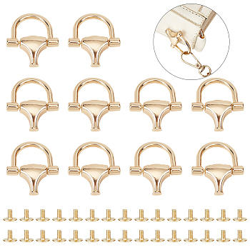 WADORN 10 Sets Zinc Alloy Side Suspension  Buckle Clasps, with Iron Screws, for Bag Replacement Accessories, Light Gold, Buckle: 36x32x9mm, Hole: 1.8mm, Inner Diameter: 15x19mm