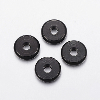 304 Stainless Steel Spacer Beads, Donut, Electrophoresis Black, 10x2.5mm, Hole: 3mm
