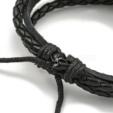 Braided PU Leather & Waxed Cords Triple Layer Multi-strand Bracelets(BJEW-P329-10A-AS)-3