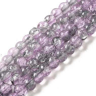 6mm Plum Round Crackle Glass Beads