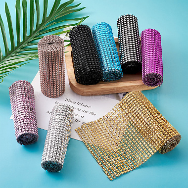 Plastic 24 Rows Rhinestone Mesh Wrap Roll(AJEW-TA0001-09)-19