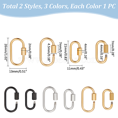 6pcs 6 styles 304 breloques à mousqueton à vis en acier inoxydable(STAS-UN0055-95)-3