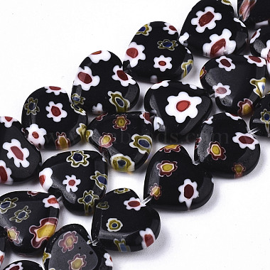 Black Heart Millefiori Lampwork Beads