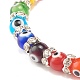 Colorful Evil Eye Lampwork Beaded Stretch Bracelet with Crystal Rhinestone for Women(BJEW-JB07872-02)-5